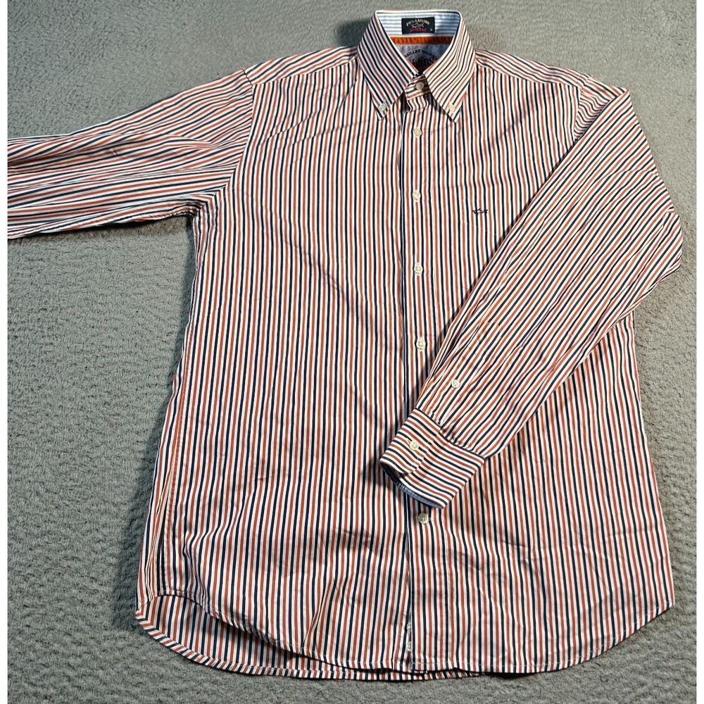 Paul & Shark Yachting Shirt Mens 39 Medium Striped Long Sleeve Pocket Button Up
